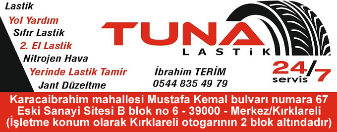 Tuna lastik Kırklareli firma kart viziti Kırklareli Tuna oto lastik kart vizit